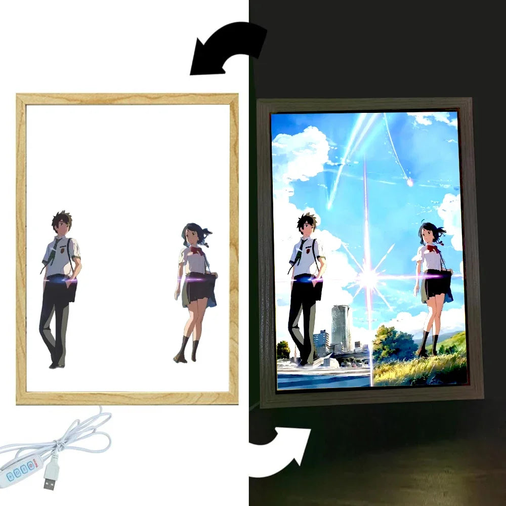 Your name Light Painting Anime Night Light Photo Frame Cartoon Led Lights Bedroom Home Decor Ramadan 2025 Friend Gift Moon Lamp