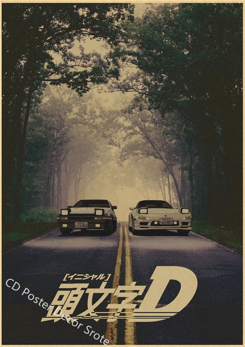 Initial D Kraft Paper Poster