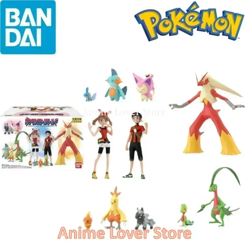 Bandai Original Scale World POKEMON Hoenn Region May Brendan Treecko Torchic Mudkip Blaziken Anime Figures Toys
