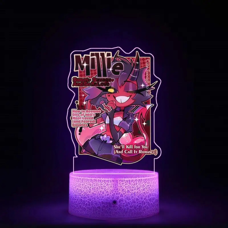 Night Light for Helluva Boss Moxxie Millie Loona Octavia Stella Vassago Asmodeus Colorful Lights Anime Cartoons Bedside Lamp