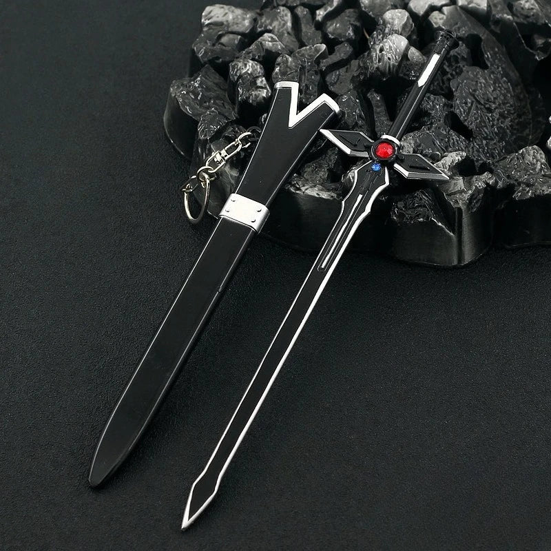 Sword Art Online 22CM Elucidator Anime Kirito Weapon Yuuki Asuna Green Rose Sword Real Steel Katana SAQ Japanese Catanas Toys
