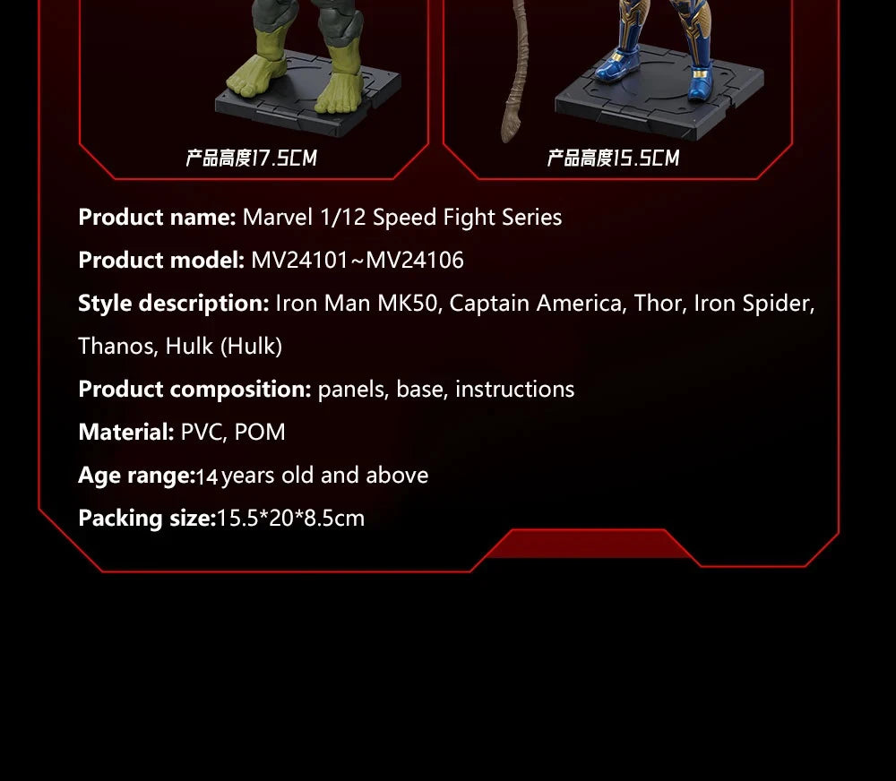 Fondjoy Iron Man MK50 Action Figures Hulk Spider-Man Thanos 1/12 Assembled Toy Model Collect Ornaments Boy Toy Birthday Gifts