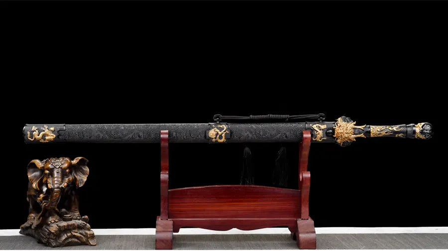 Functional Medieval Golden Dragon King Sword High Manganese Steel Blade Real Full Tang Sharp Samurai Swords Ready Battle Katanas