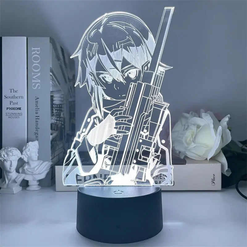 Sword Art Online Anime 3D LED Nightlight Asuna Asuna Kirito Shino Cartoon Night Lights Room Decoration Birthday Gift