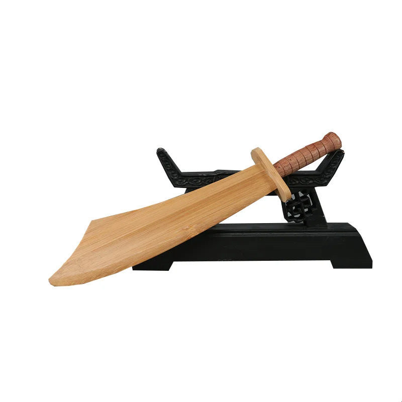 Solid Wood Children's Sword for Boys, Martial Arts Training and Performance Practice, Mini Curved Broadsword Ornament