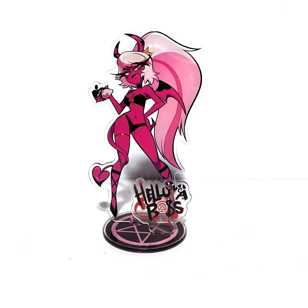 New 15CM Hazbin Hotel Charlie Morningstar Stand Acrylic Figures Vaggie Desktop Standing Sign Model Decoration Collection Gifts