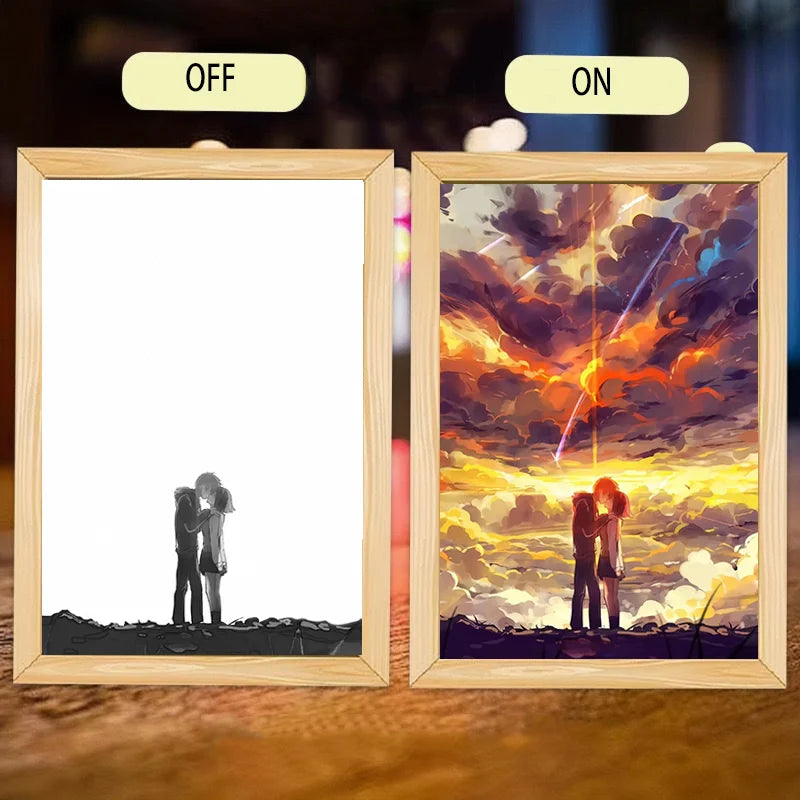 Your name Light Painting Anime Night Light Photo Frame Cartoon Led Lights Bedroom Home Decor Ramadan 2025 Friend Gift Moon Lamp