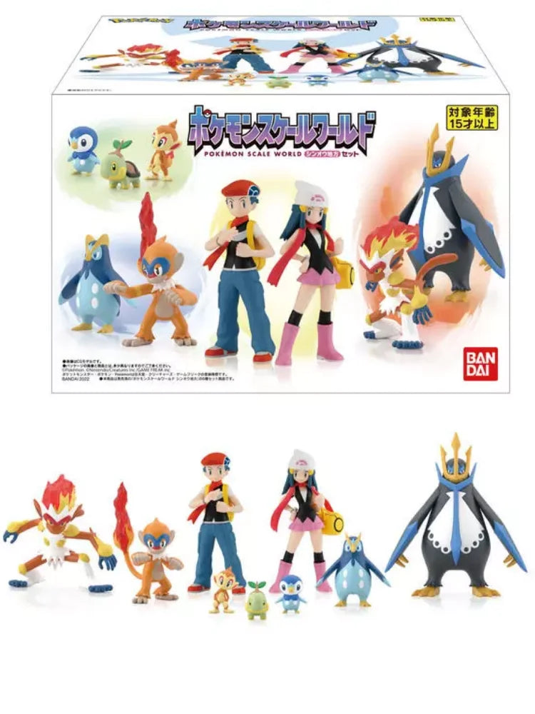 BANDAI Pokemon Figures Scale World Sinnoh Region Johto Region World Hoenn 2 Set Haruka Hikari Hibiki Anime Child Christmas Gift