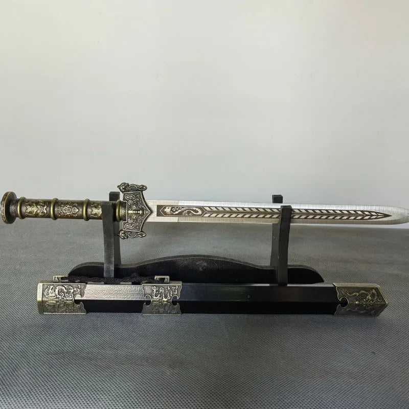 44cm Ancient Sword Model with Antique Bronze Finish, Detailed Metal Craftsmanship for Wall Display, Unsharpened Gift for Men