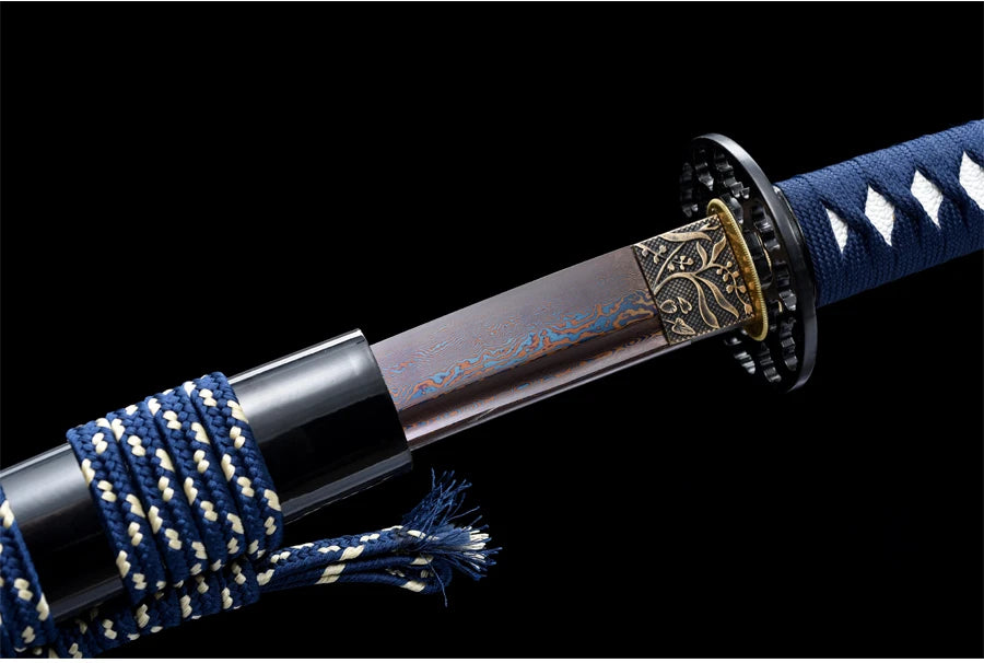 Masahiro Katanas Folded Blue Blade Home Decoration Swords Handmade Full Tang 41 Inch Last Warrior Swords