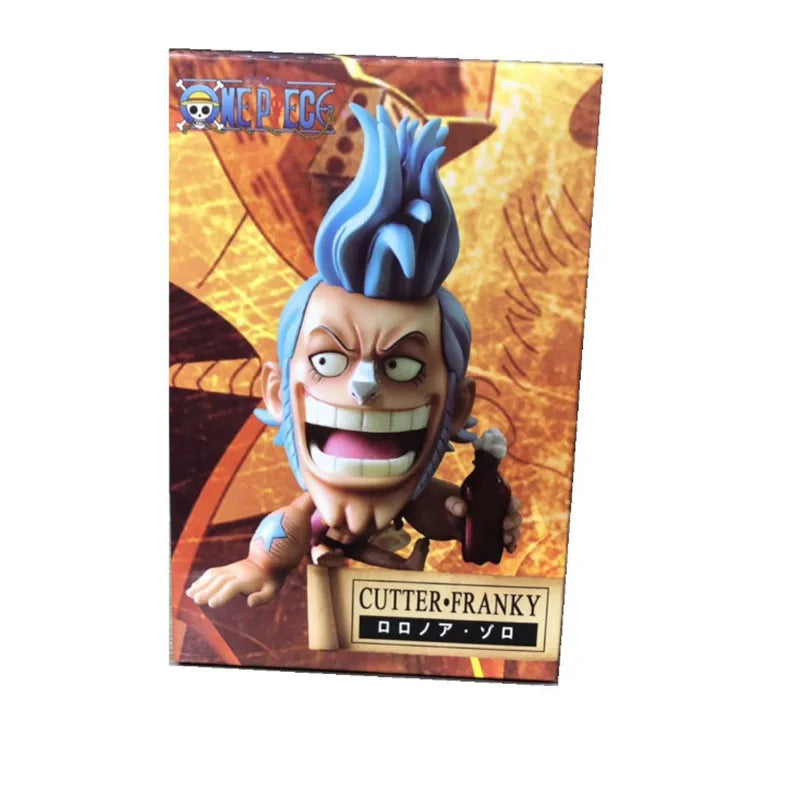 FigureCrazy One Piece FRANKY Q Laughing Out Sitting Cute Ver. PVC Action Figures OP Luffy Zoro Nami Brook Chopper Usopp 10cm