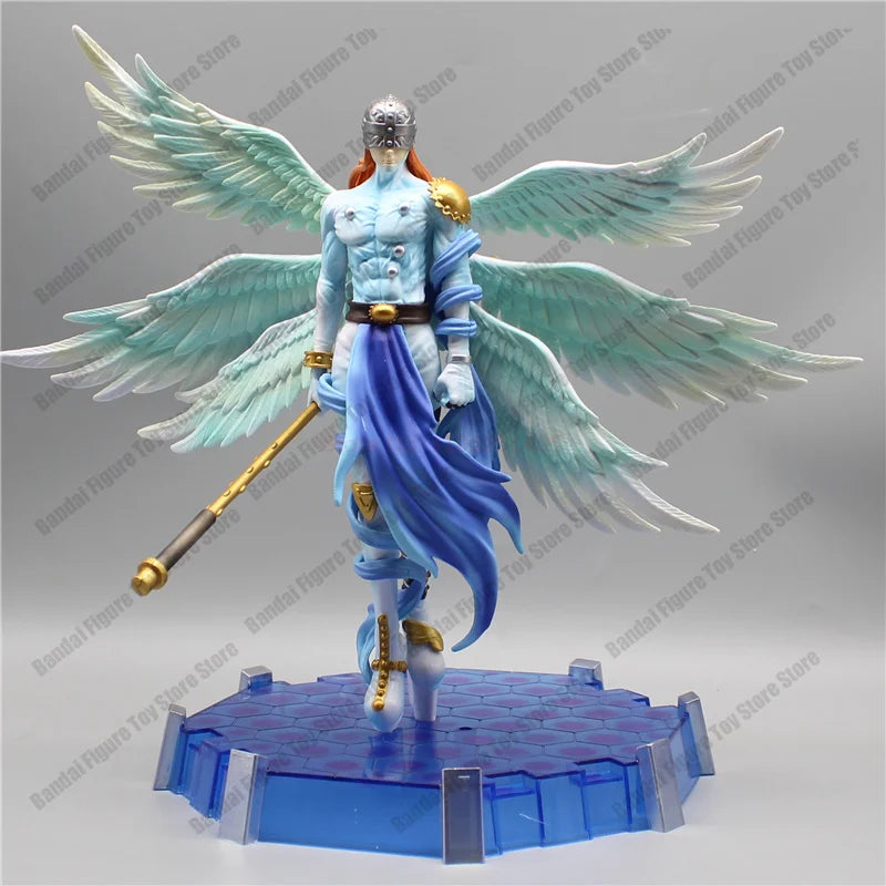 28cm Anime Digimon Adventure Figures Angewomon Angemon LED Action Figurines PVC Statue Model Collection Doll Toys Children Gift