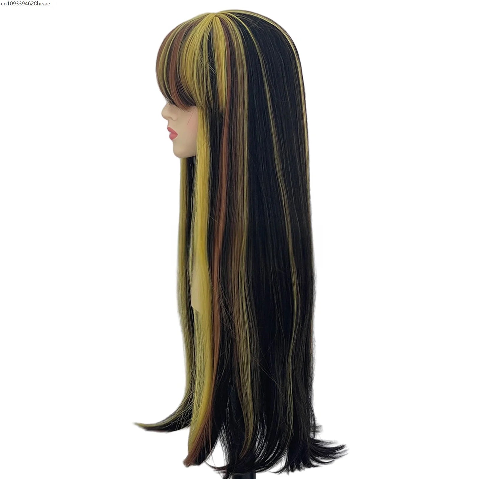 Anime Cosplay Wigs Mix Color Long Straight Hair Props Movie Performance Halloween Christmas Carnival Costume Prop