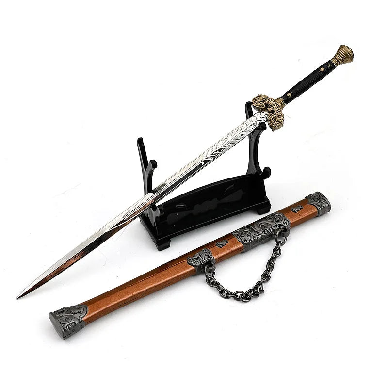 22cm/8.66in Black Myth: Wukong Hyakumo Real Sword Game Peripheral Martial Arts Weapons Models Metal Crafts Desktop Ornament Toys