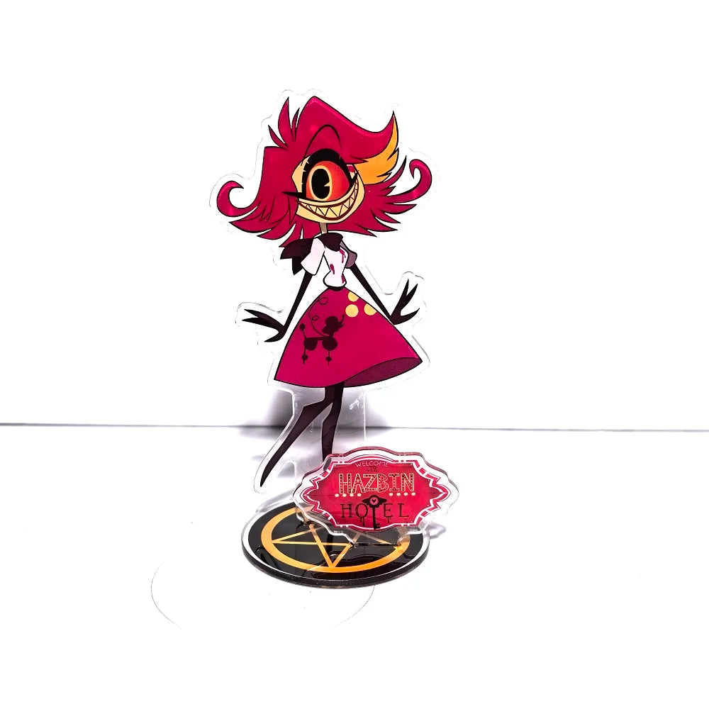 New 15CM Hazbin Hotel Charlie Morningstar Stand Acrylic Figures Vaggie Desktop Standing Sign Model Decoration Collection Gifts