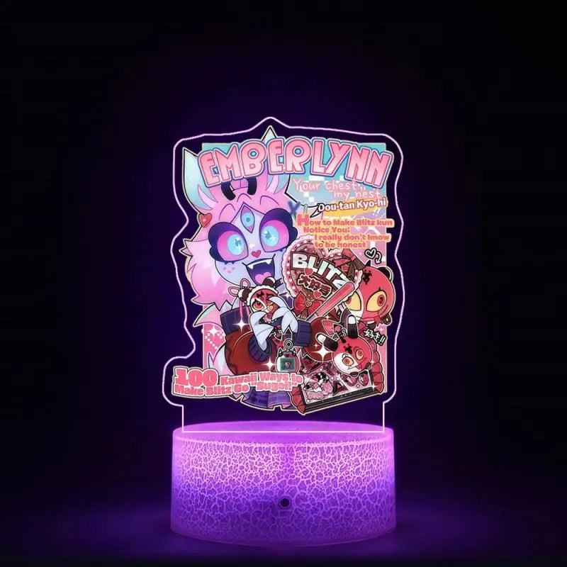 Night Light for Helluva Boss Moxxie Millie Loona Octavia Stella Vassago Asmodeus Colorful Lights Anime Cartoons Bedside Lamp