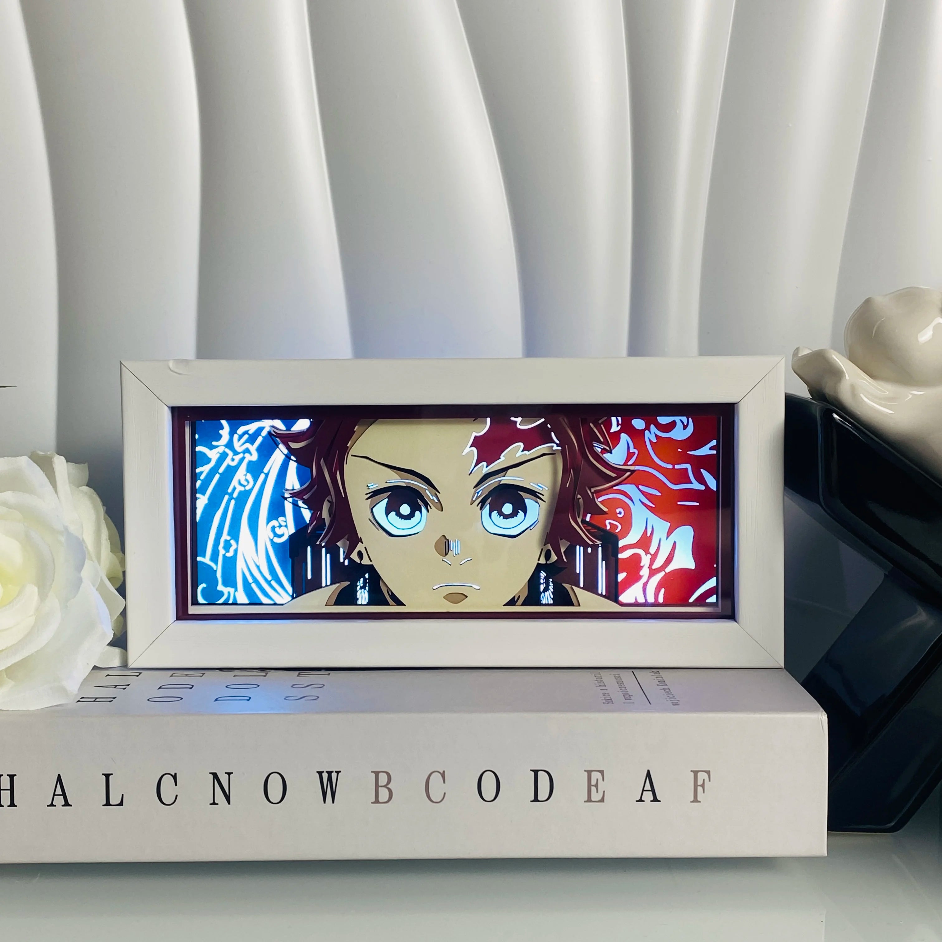 Anime Light Box Led Strip Lights Anime Eyes Shadow Box Picture Frame 3D Paper Carving Usb Table Lamp Mood Light Room Decor Gift