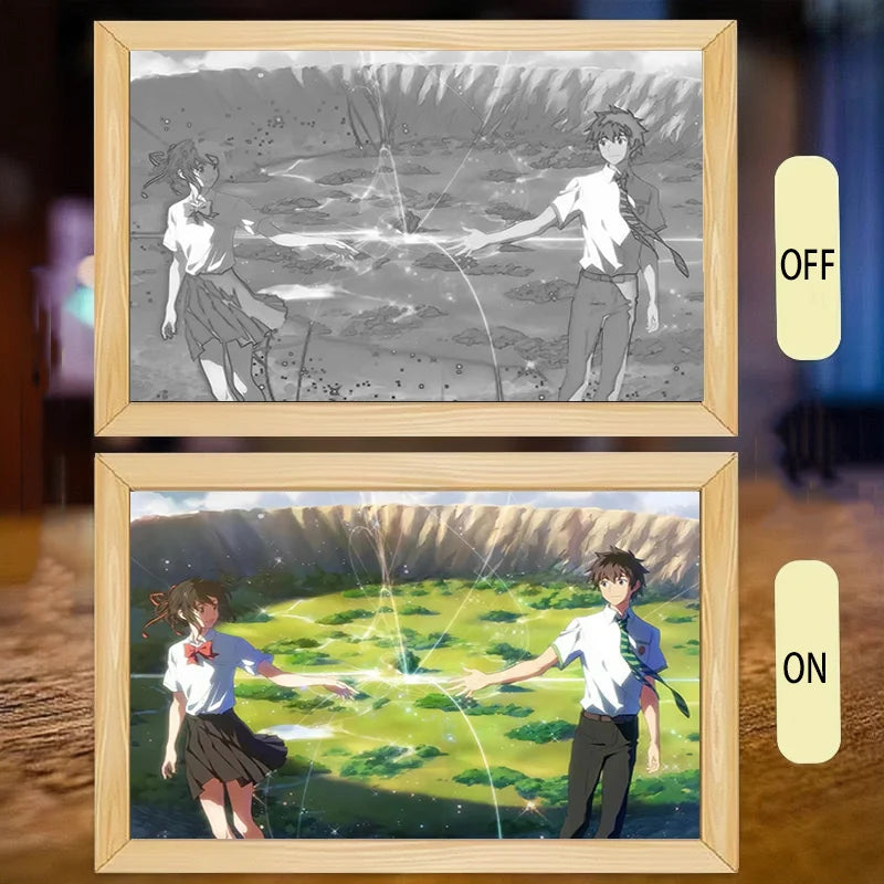 Your name Light Painting Anime Night Light Photo Frame Cartoon Led Lights Bedroom Home Decor Ramadan 2025 Friend Gift Moon Lamp