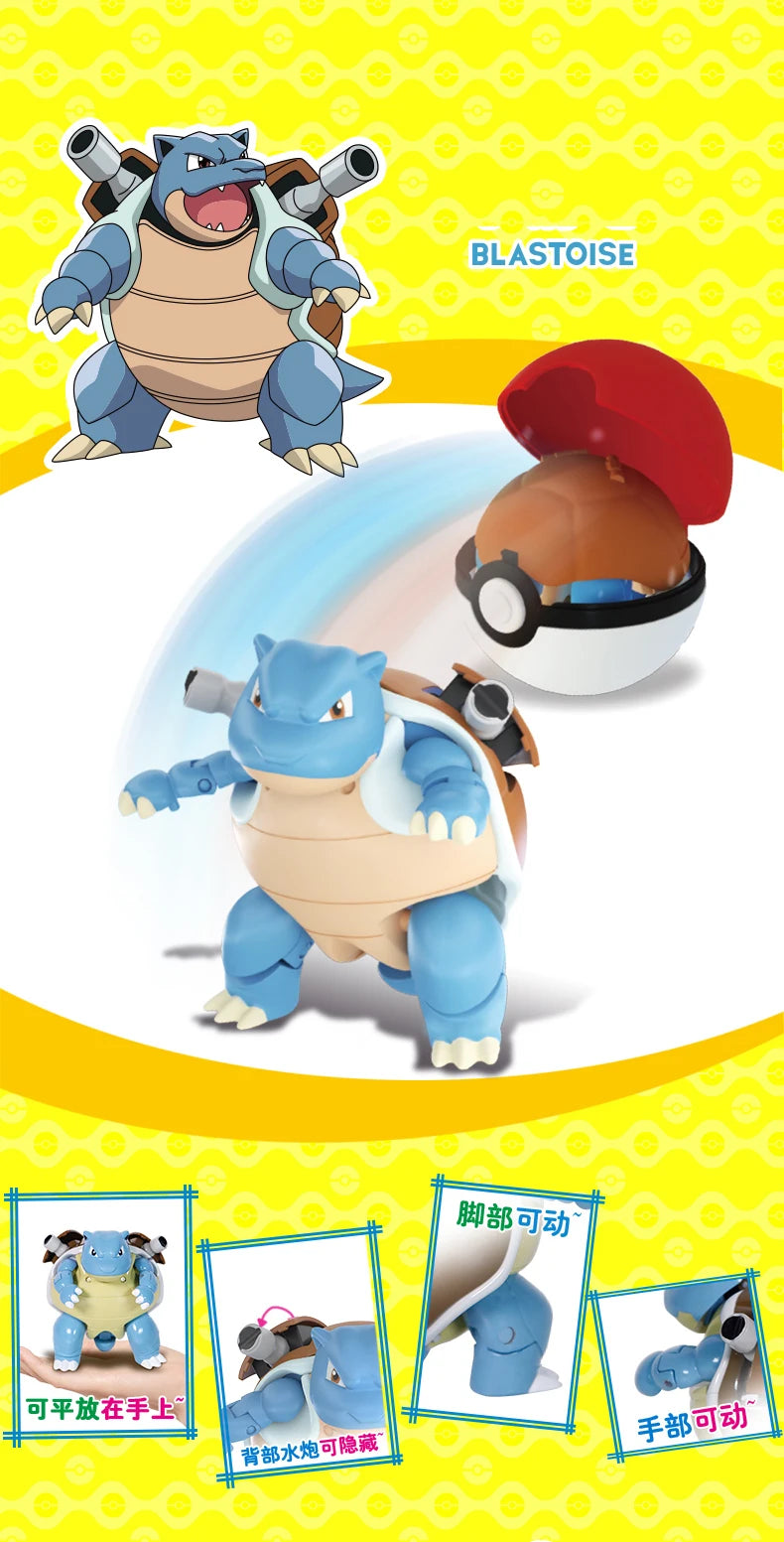 Anime Pokemon Figures Transformer Poke Ball Model Pikachu Charizard Blastoise Mewtwo Venusaur Gyarados Greninja Robot Toy Gift