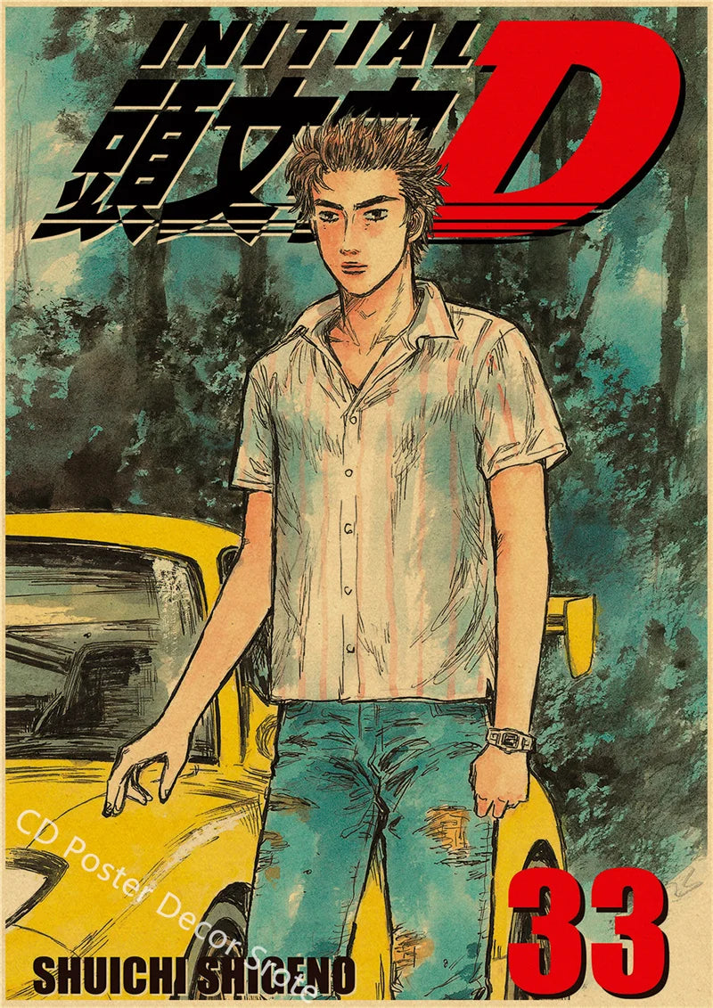 Initial D Kraft Paper Poster