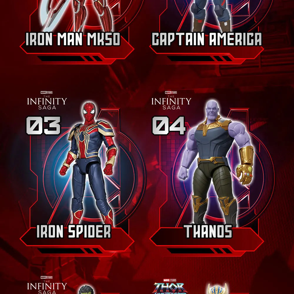 Fondjoy Iron Man MK50 Action Figures Hulk Spider-Man Thanos 1/12 Assembled Toy Model Collect Ornaments Boy Toy Birthday Gifts