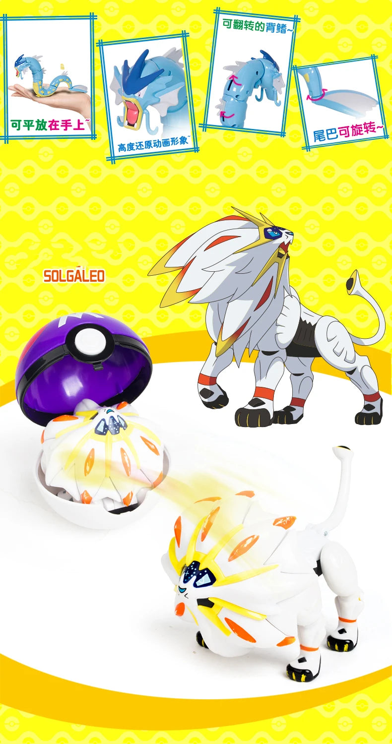 Anime Pokemon Figures Transformer Poke Ball Model Pikachu Charizard Blastoise Mewtwo Venusaur Gyarados Greninja Robot Toy Gift