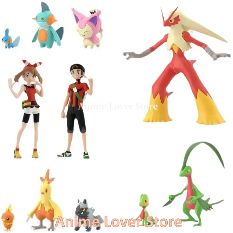 Bandai Original Scale World POKEMON Hoenn Region May Brendan Treecko Torchic Mudkip Blaziken Anime Figures Toys