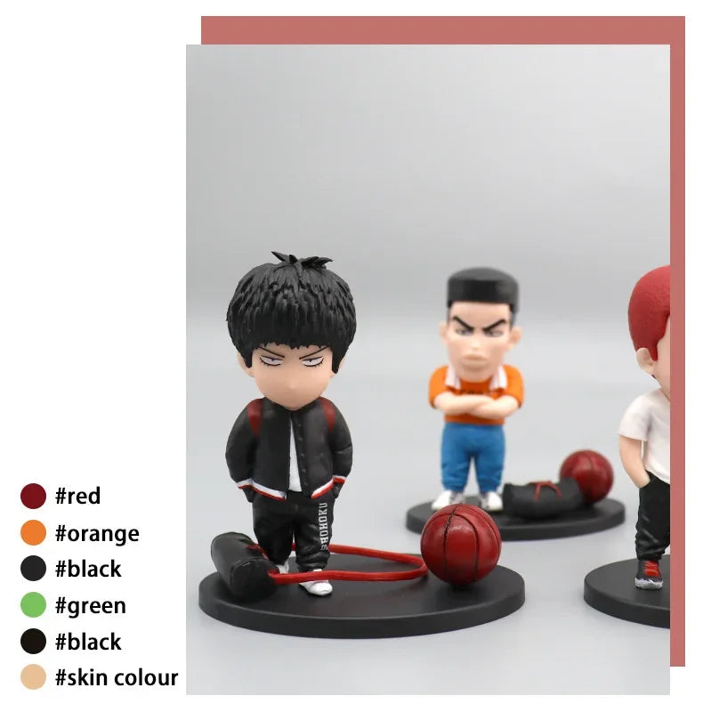 5PCS/Set Anime SLAM DUNK Sakuragi Hanamichi PVC Action Figures Rukawa Kaede Collection Model Car Interior Cute Toys