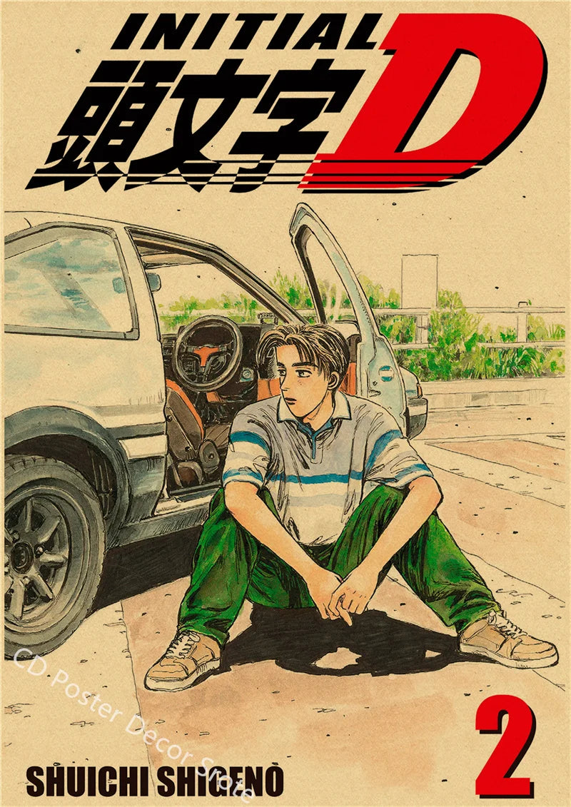 Initial D Kraft Paper Poster