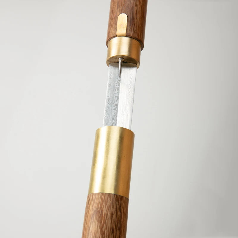 Chinese Staff Sword Folded Steel Damascus Blade Sharp Real Rosewood Scabbard Walking Stick Samurai Swords Ready Battle Katanas
