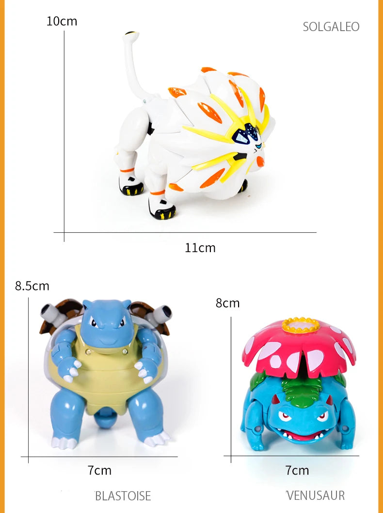 Anime Pokemon Figures Transformer Poke Ball Model Pikachu Charizard Blastoise Mewtwo Venusaur Gyarados Greninja Robot Toy Gift