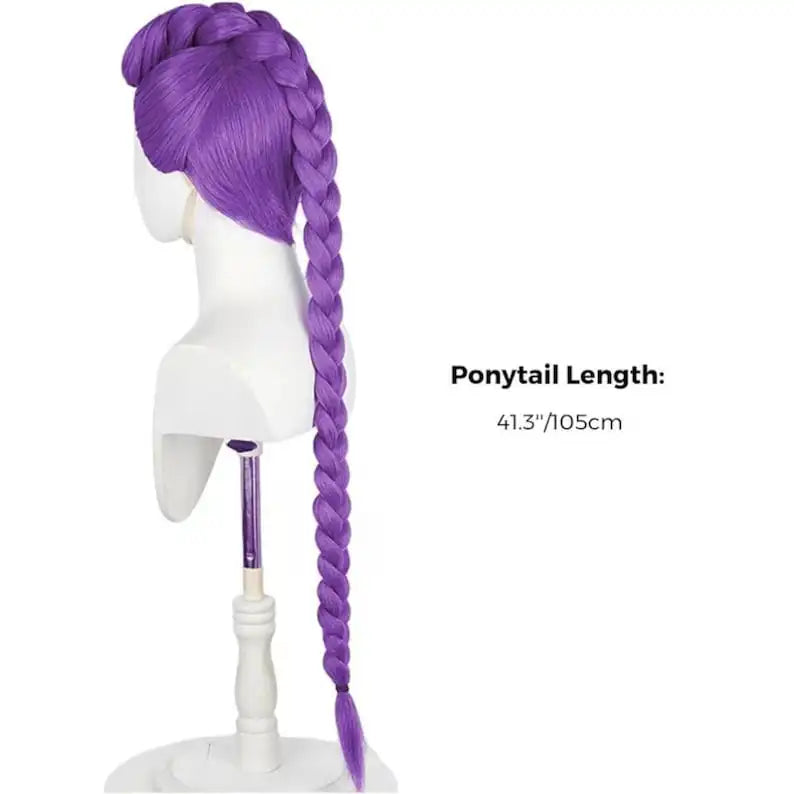 Cosplay Wig: Purple Braided High Temp Silk, Adjustable