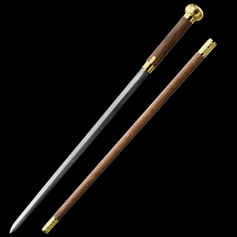 92cm Chinese Staff Sword Carbon Steel Blade Sharp Real Rosewood Scabbard Walking Stick Samurai Sword Ready Battle Dragon Katanas
