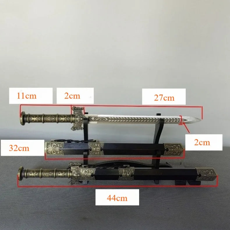 44cm Ancient Sword Model with Antique Bronze Finish, Detailed Metal Craftsmanship for Wall Display, Unsharpened Gift for Men