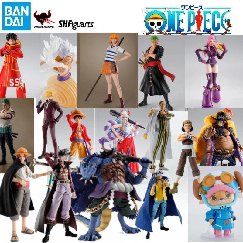 In Stock Genuine Bandai SHF One Piece Series Luffy Zoro Sanji Yonko Kaido Kid Trafalgar Law Action Figures Hand Model Collection