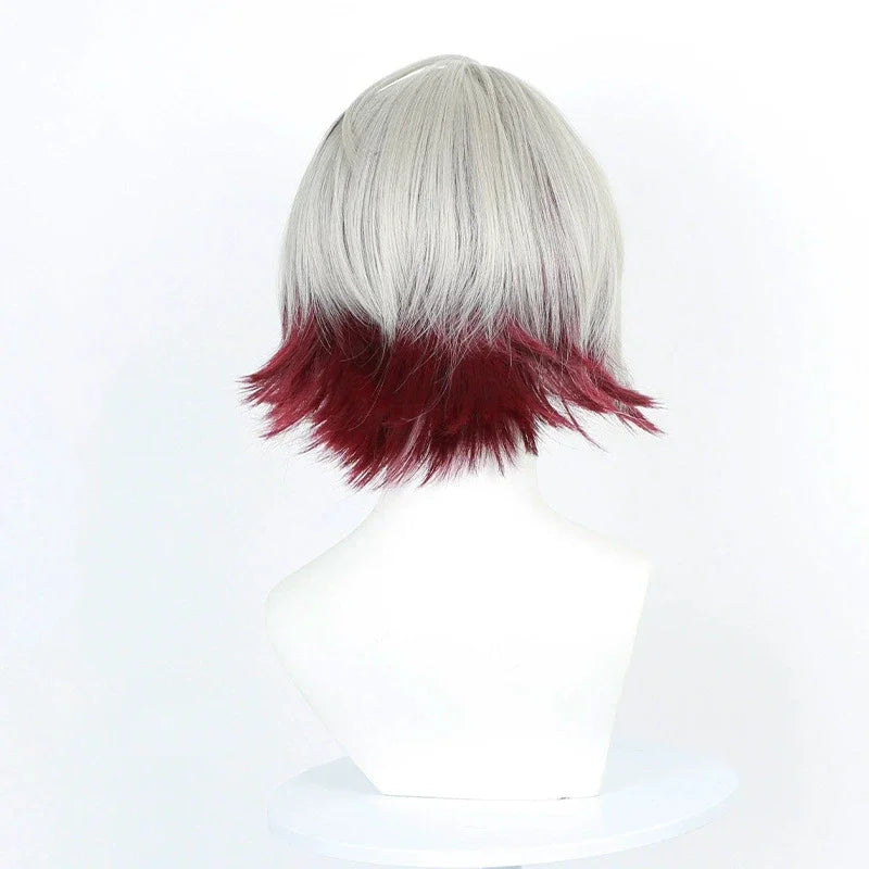 Cosplay Wig Men Women Silver Red Short Hair Heat Resistant Synthetic Full Wig Halloween Props