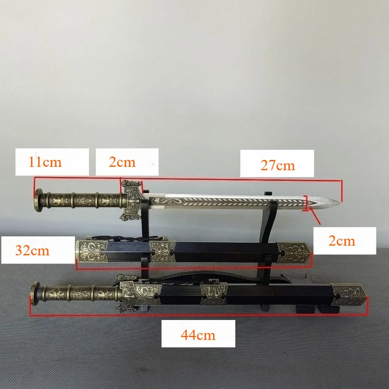 44cm Ancient Sword Model with Antique Bronze Finish, Detailed Metal Craftsmanship for Wall Display, Unsharpened Gift for Men