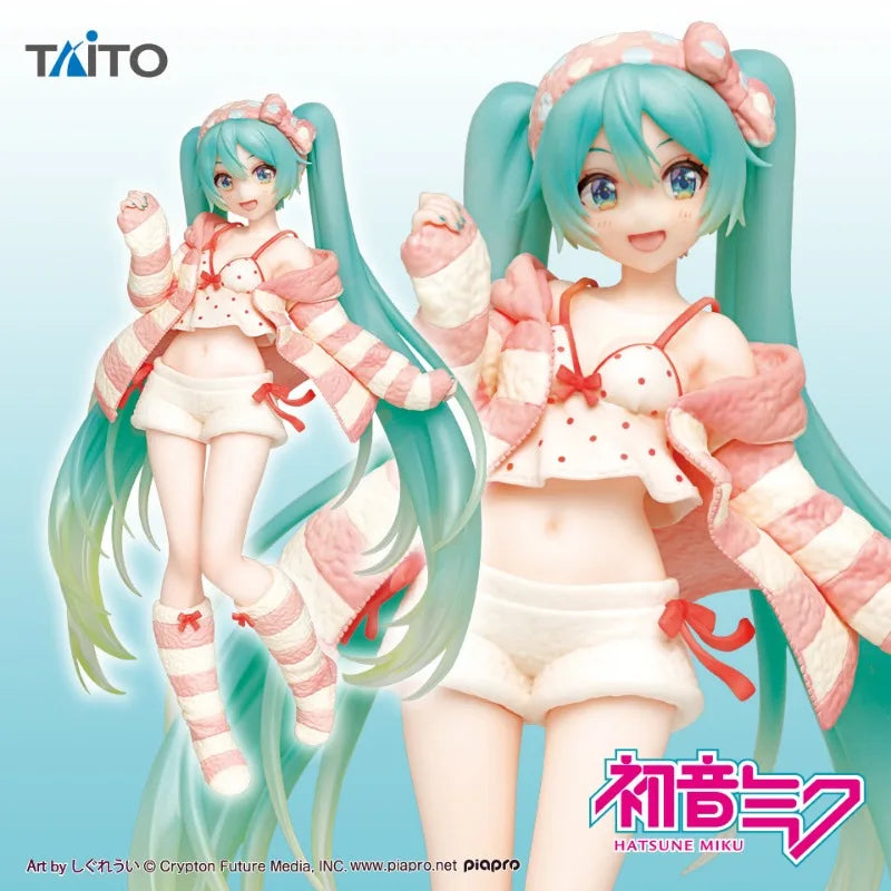 Taito Original Genuine Vocaloid Singer Hatsune Miku Figure Costumes Room Wear China Exclusive Color Ver 18cm Model Toy Figures