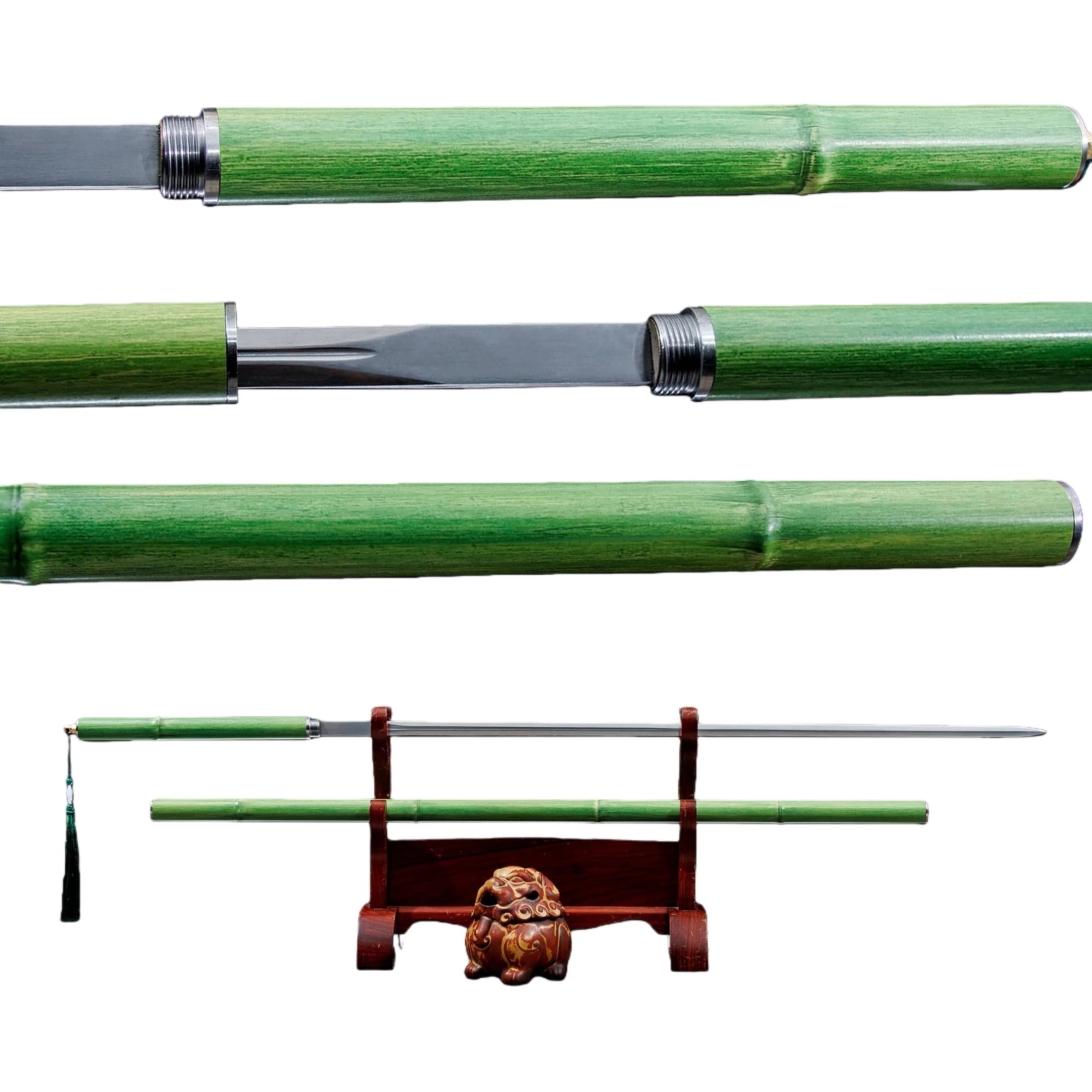 112cm bamboo joint walking stick sword ready for combat with sharp edge.Samurai sword made of real steel. Katana for ninja arts