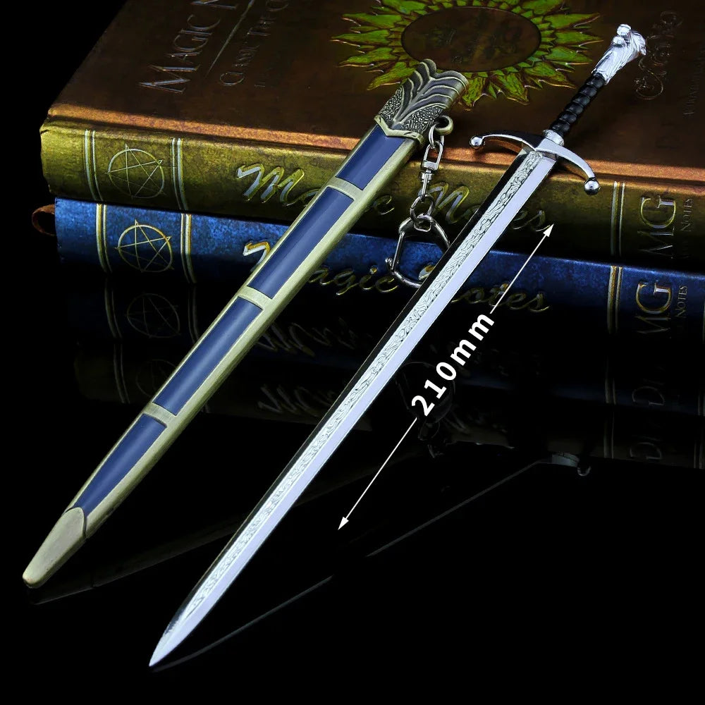 22cm GOT Game Sword with Sheath Keychain American TV Series 1:6 Medieval All Metal Sword Model Home Ornament Collection