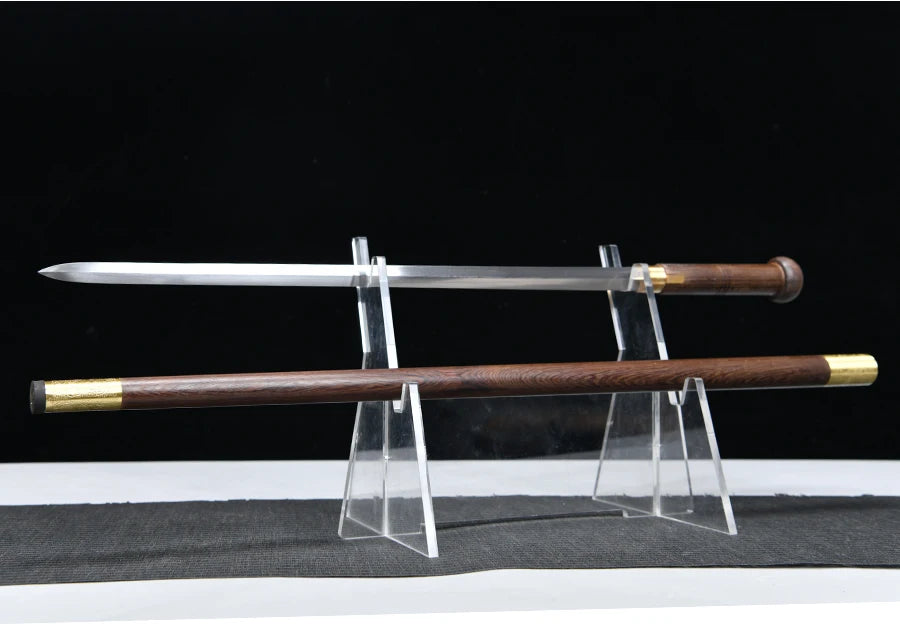 Chinese Cane Sword Folded Steel Damascus Blade Sharp Real Rosewood Scabbard Handmade Stick Sword Ready Battle Weapon Katanas