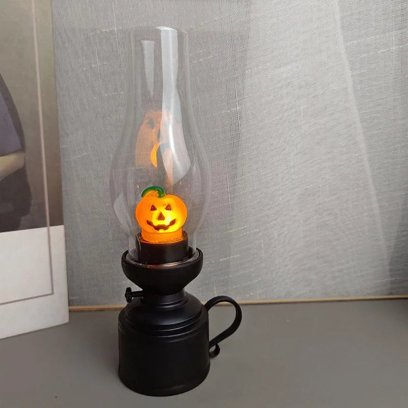 Calcifer Flameless Night Light Halloween Retro Decorative Candle Light Cartoon Anime Kerosene Lamp Bedroom Bedside Table Lamp
