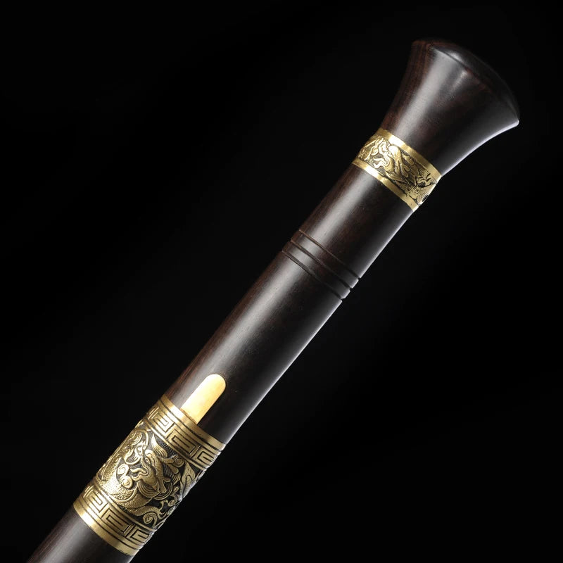 Chinese Cane Sword Folded Steel Damascus Blade Sharp Real Ebony Wood Scabbard Handmade Walking Stick Sword Dragon Weapon Katanas