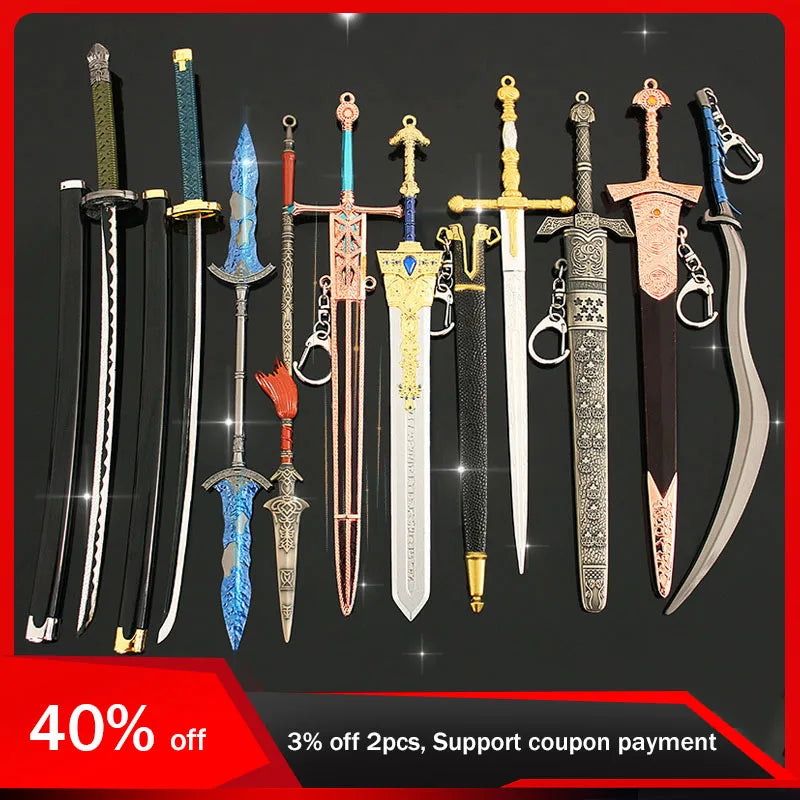 Medieval Sword 22cm/8.66in Training Katana Toy Sports Game Peripherals Cosplay Weapon Model Boys Collectible Desk Ornaments