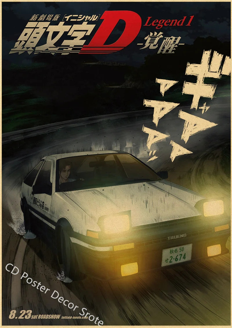 Initial D Kraft Paper Poster