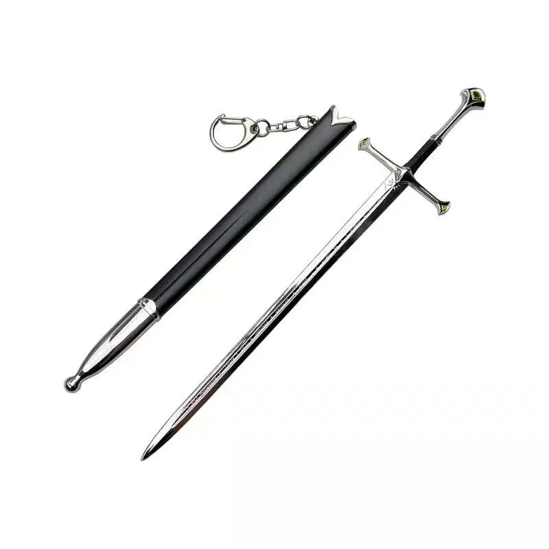 22cm Silver Sword The Anduril Narsil Sword  Movies Peripheral Medieval Metal  Model Samurai Keychains Ornament Crafts Toys