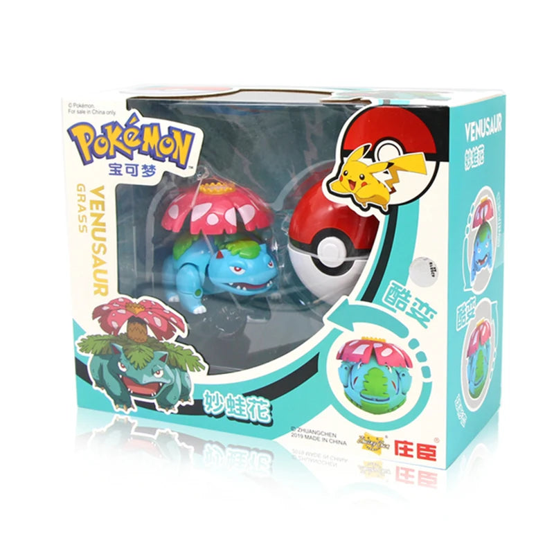 Anime Pokemon Figures Transformer Poke Ball Model Pikachu Charizard Blastoise Mewtwo Venusaur Gyarados Greninja Robot Toy Gift