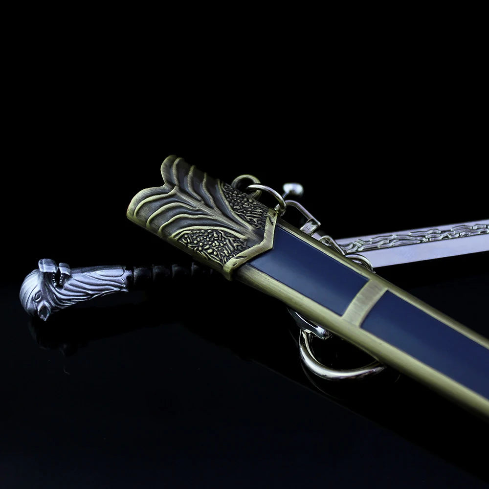 22cm GOT Game Sword with Sheath Keychain American TV Series 1:6 Medieval All Metal Sword Model Home Ornament Collection