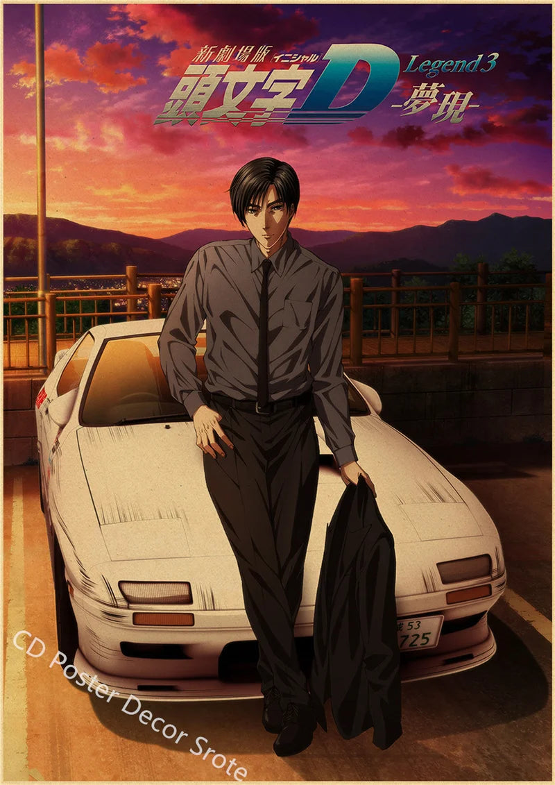 Initial D Kraft Paper Poster