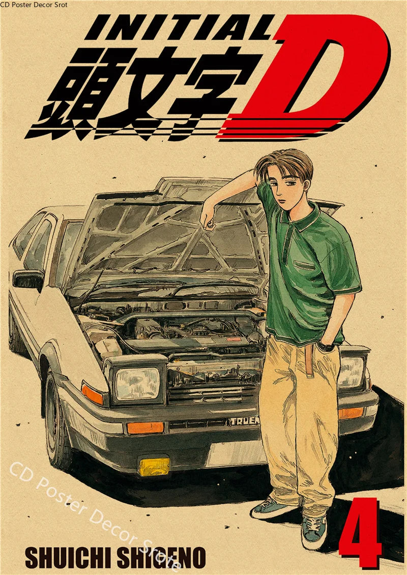 Initial D Kraft Paper Poster
